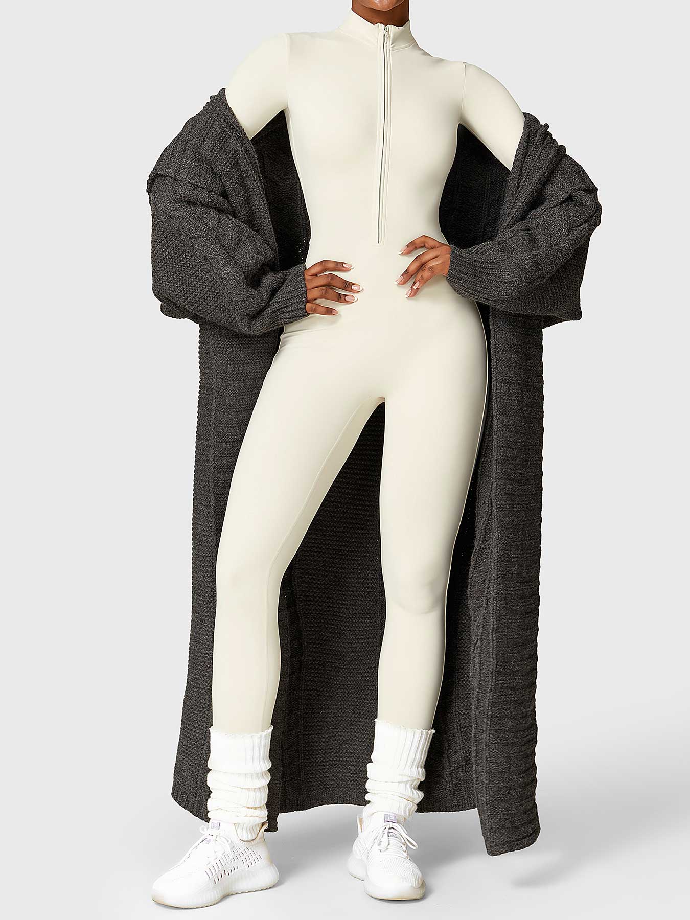 Belle Fleece Long Sleeve Zipper Jumpsuit