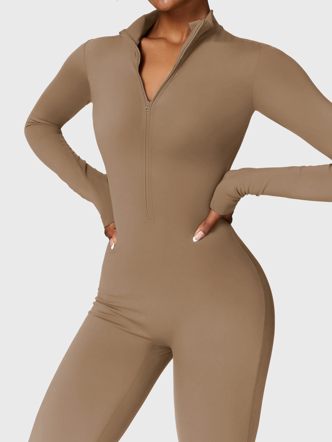 Belle Fleece Long Sleeve Zipper Jumpsuit